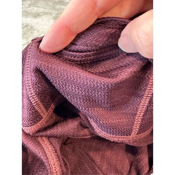 Athleta High Rise Mantra Burgundy Mesh Bottom Leggings Size XS - Picture 7 of 9